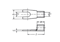 Quetschkabelschuhe Gabelform, unisoliert; 10 mm² - M5